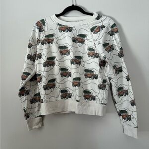 Women’s White Sweater and Sweat set with Christmas Truck Pattern